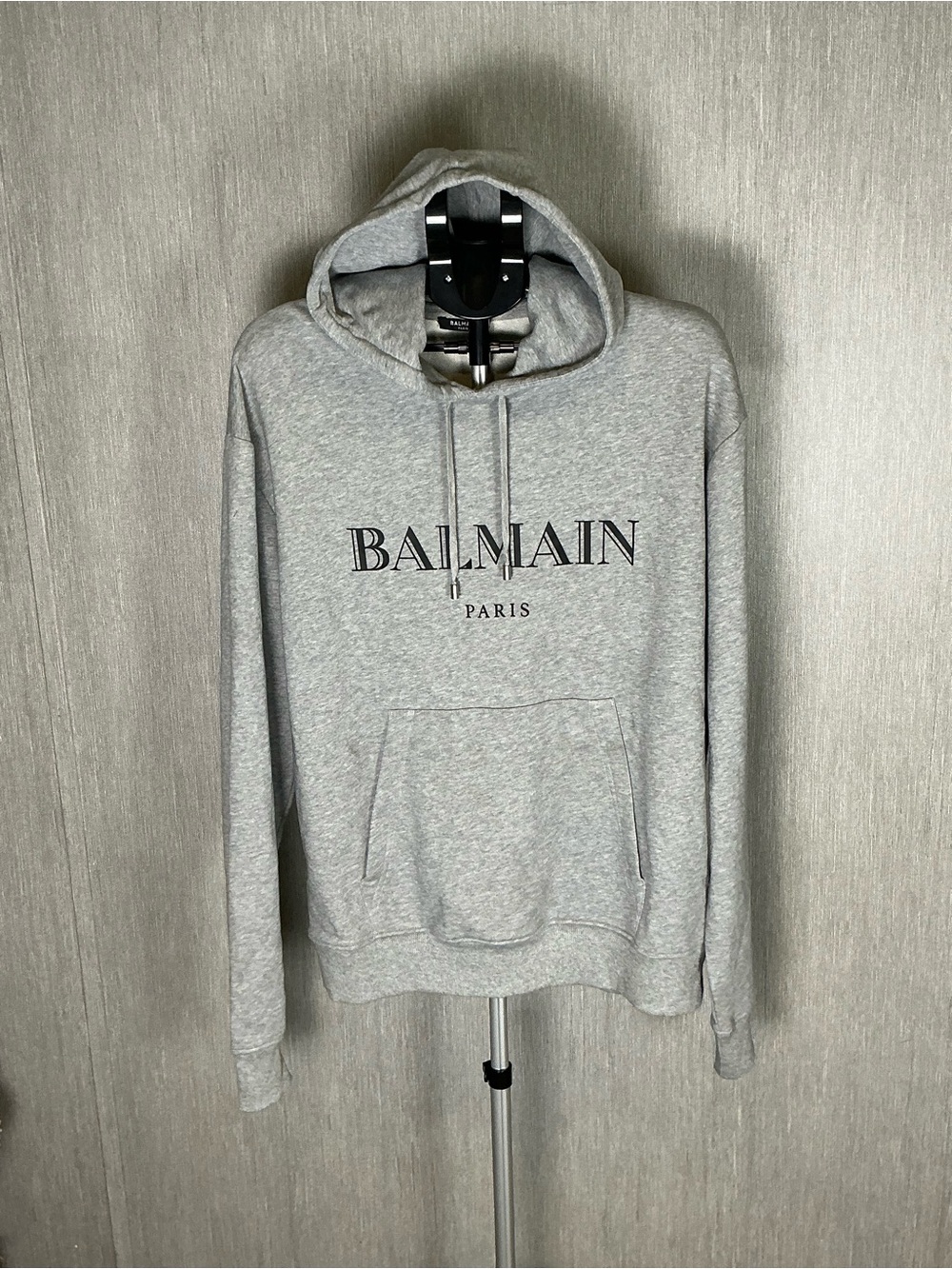Balmain Paris Men's Grey Logo Hoodie Size 2XL - Picture 7 of 16